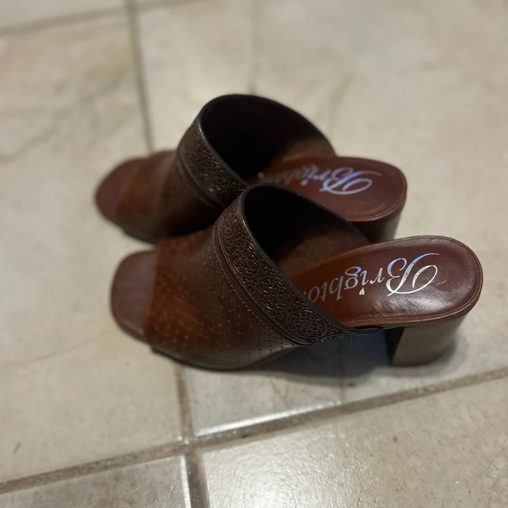 Brighton Chocolate Woven Leather Mules - Picture 2 of 5